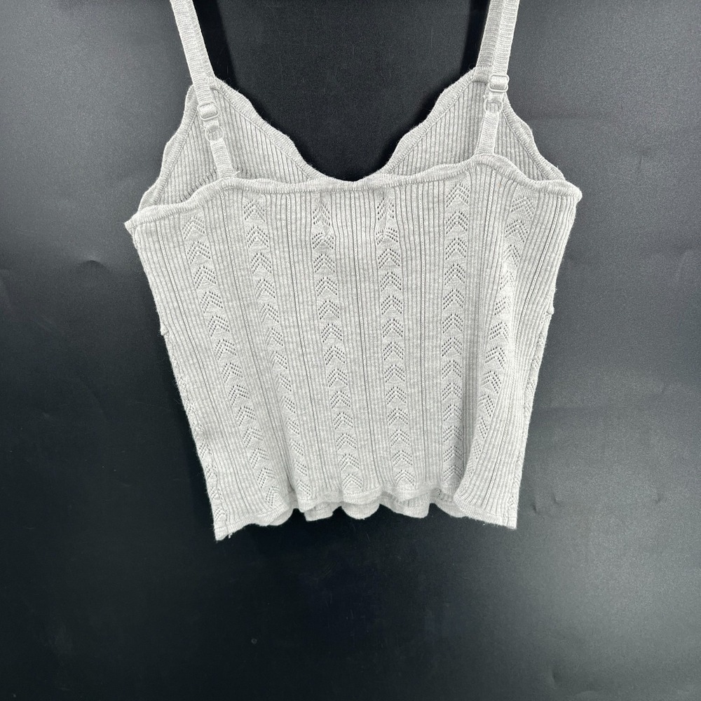knit tank top feminine light gray y2k retro style boho crochet syle M Pink Rose - Picture 7 of 12